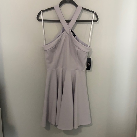 Lulu’s - Light Grey Criss-Cross Neckline Dress - Picture 1 of 4